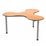 Kleeblatt 3er Tisch, 134x122 cm (B/T), höhenverstellbar 58-72 cm, 